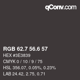 カラーコード: RGB 62.7 56.6 57 | qconv.com
