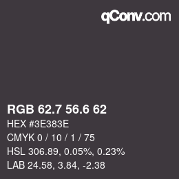 カラーコード: RGB 62.7 56.6 62 | qconv.com