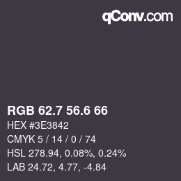 カラーコード: RGB 62.7 56.6 66 | qconv.com