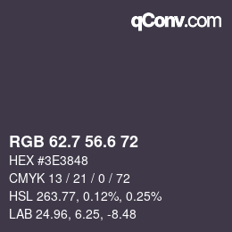 カラーコード: RGB 62.7 56.6 72 | qconv.com