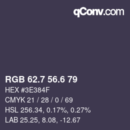 カラーコード: RGB 62.7 56.6 79 | qconv.com