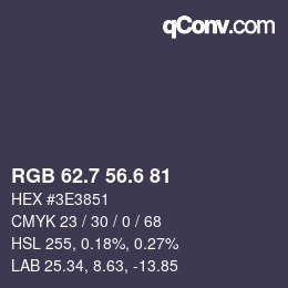 カラーコード: RGB 62.7 56.6 81 | qconv.com