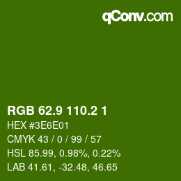 カラーコード: RGB 62.9 110.2 1 | qconv.com