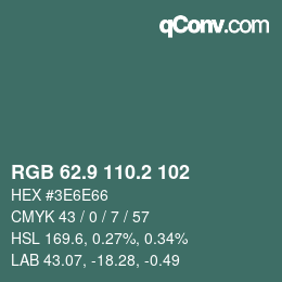 Color code: RGB 62.9 110.2 102 | qconv.com