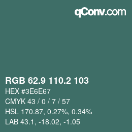 Color code: RGB 62.9 110.2 103 | qconv.com