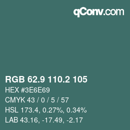 カラーコード: RGB 62.9 110.2 105 | qconv.com
