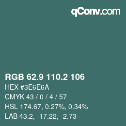 Color code: RGB 62.9 110.2 106 | qconv.com