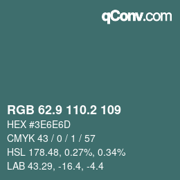 カラーコード: RGB 62.9 110.2 109 | qconv.com