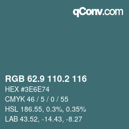 カラーコード: RGB 62.9 110.2 116 | qconv.com