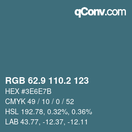 Color code: RGB 62.9 110.2 123 | qconv.com