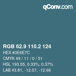 カラーコード: RGB 62.9 110.2 124 | qconv.com