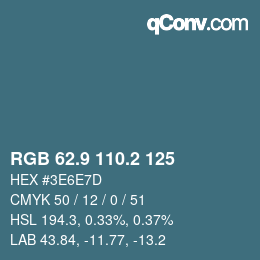 カラーコード: RGB 62.9 110.2 125 | qconv.com