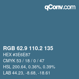 Color code: RGB 62.9 110.2 135 | qconv.com