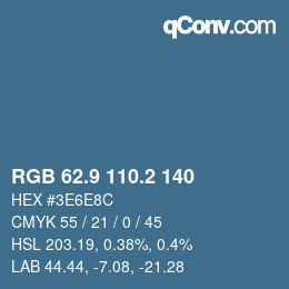 Color code: RGB 62.9 110.2 140 | qconv.com
