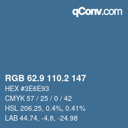 カラーコード: RGB 62.9 110.2 147 | qconv.com