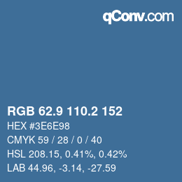 カラーコード: RGB 62.9 110.2 152 | qconv.com