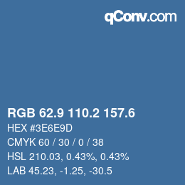カラーコード: RGB 62.9 110.2 157.6 | qconv.com