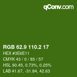 カラーコード: RGB 62.9 110.2 17 | qconv.com