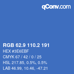 カラーコード: RGB 62.9 110.2 191 | qconv.com