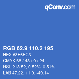 カラーコード: RGB 62.9 110.2 195 | qconv.com