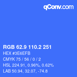 カラーコード: RGB 62.9 110.2 251 | qconv.com