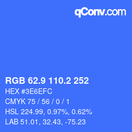 カラーコード: RGB 62.9 110.2 252 | qconv.com