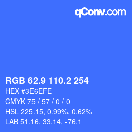 カラーコード: RGB 62.9 110.2 254 | qconv.com
