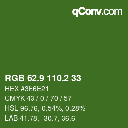 カラーコード: RGB 62.9 110.2 33 | qconv.com
