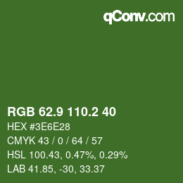 カラーコード: RGB 62.9 110.2 40 | qconv.com