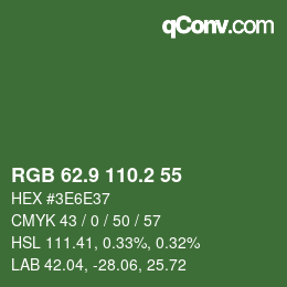 カラーコード: RGB 62.9 110.2 55 | qconv.com