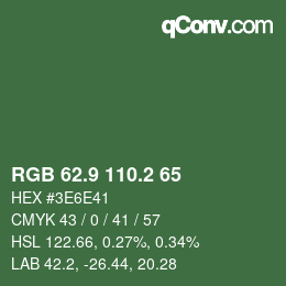 カラーコード: RGB 62.9 110.2 65 | qconv.com
