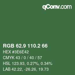 カラーコード: RGB 62.9 110.2 66 | qconv.com