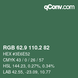 カラーコード: RGB 62.9 110.2 82 | qconv.com