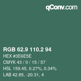 Color code: RGB 62.9 110.2 94 | qconv.com