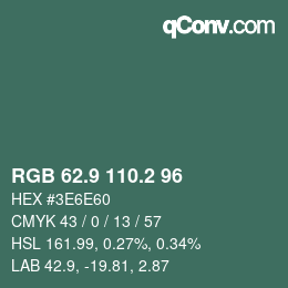 カラーコード: RGB 62.9 110.2 96 | qconv.com