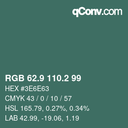 カラーコード: RGB 62.9 110.2 99 | qconv.com