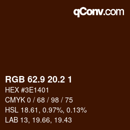 Color code: RGB 62.9 20.2 1 | qconv.com