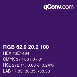 カラーコード: RGB 62.9 20.2 100 | qconv.com