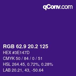 カラーコード: RGB 62.9 20.2 125 | qconv.com