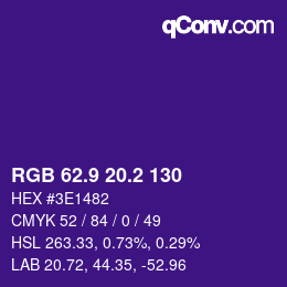 カラーコード: RGB 62.9 20.2 130 | qconv.com