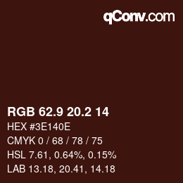 カラーコード: RGB 62.9 20.2 14 | qconv.com