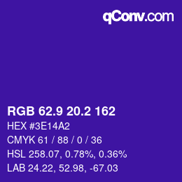 カラーコード: RGB 62.9 20.2 162 | qconv.com