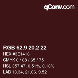 Color code: RGB 62.9 20.2 22 | qconv.com