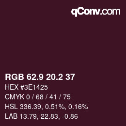 カラーコード: RGB 62.9 20.2 37 | qconv.com