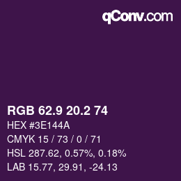 カラーコード: RGB 62.9 20.2 74 | qconv.com