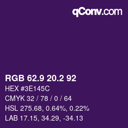 カラーコード: RGB 62.9 20.2 92 | qconv.com