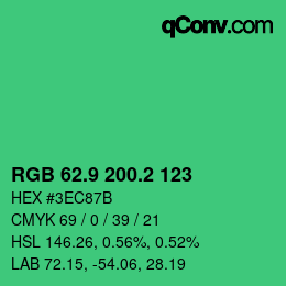 カラーコード: RGB 62.9 200.2 123 | qconv.com