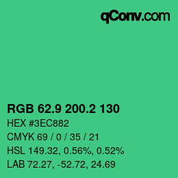 カラーコード: RGB 62.9 200.2 130 | qconv.com