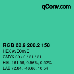 カラーコード: RGB 62.9 200.2 158 | qconv.com