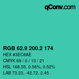 カラーコード: RGB 62.9 200.2 174 | qconv.com